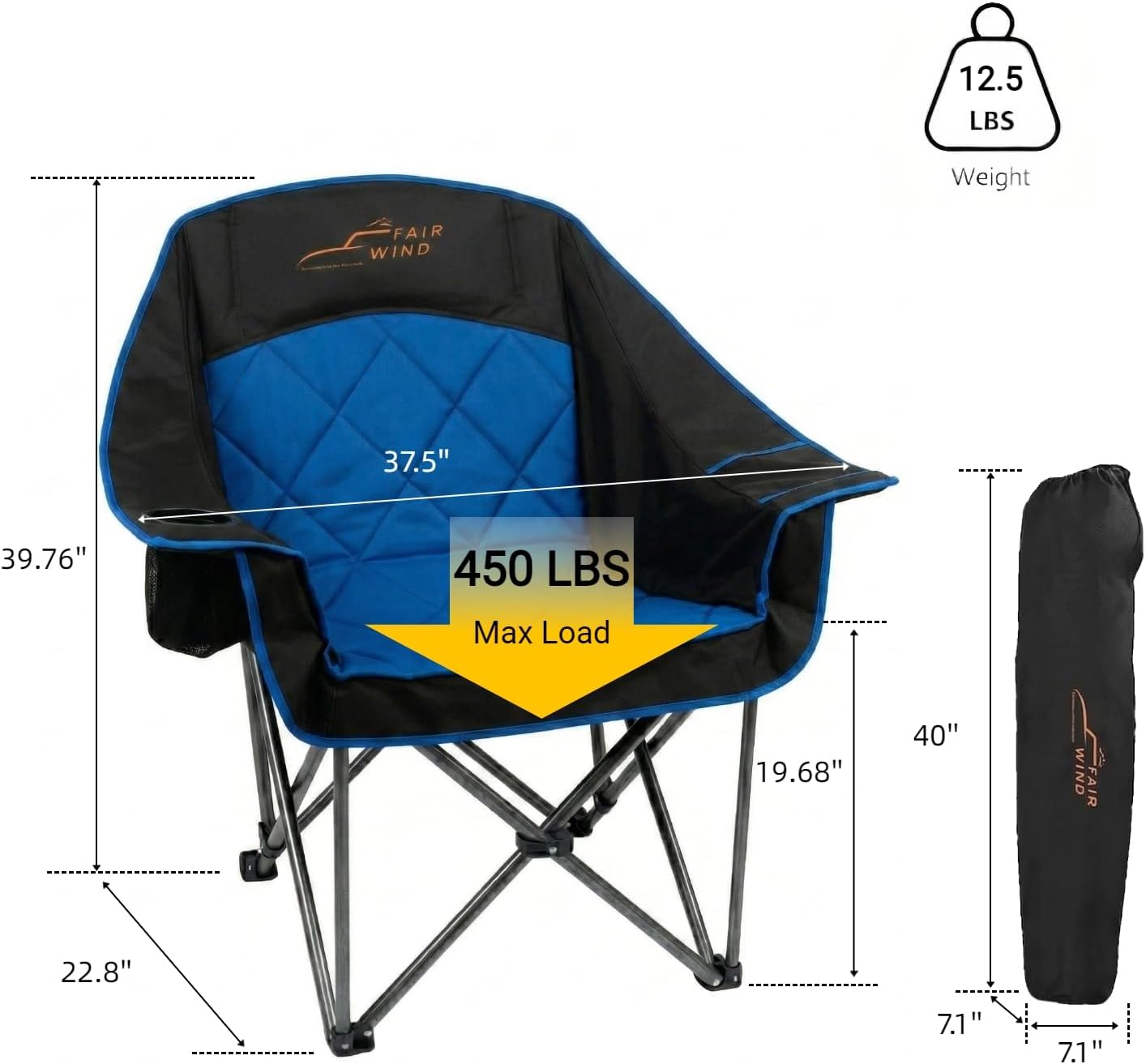 Detalle 2 de FAIR WIND Oversized Camping Chair 600D Ripstop Fabric