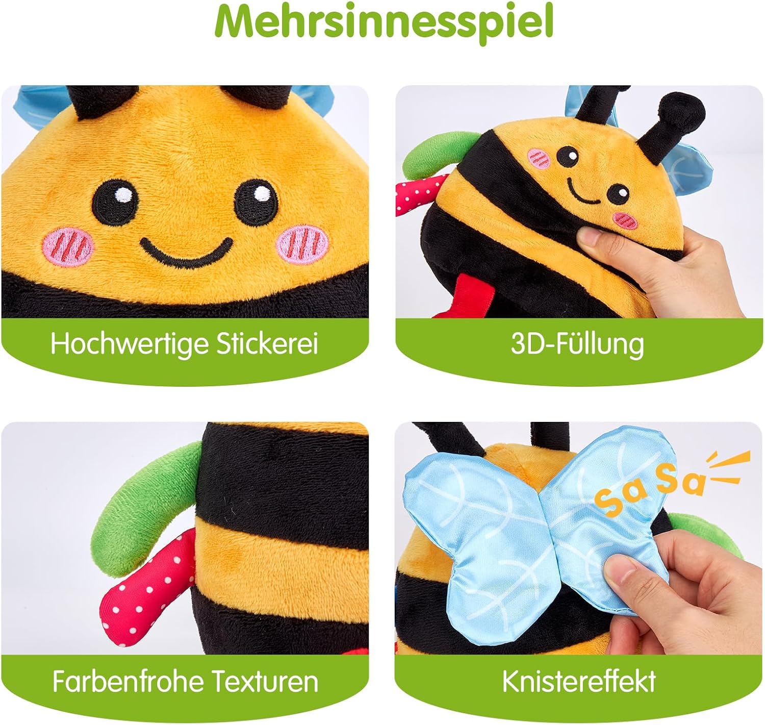 Thumbnail 3 de hahaland Biene Kuscheltier Spielzeug ab 6 Monaten 🐝?