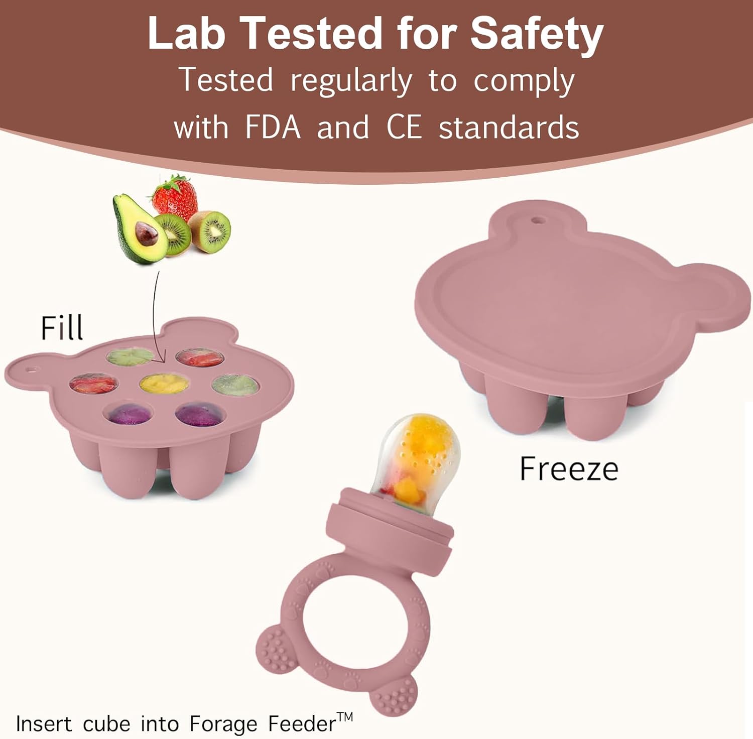 Thumbnail 1 de ZUFIO Silicone Baby Fruit Feeder Pacifier & Popsicle Molds – Pink