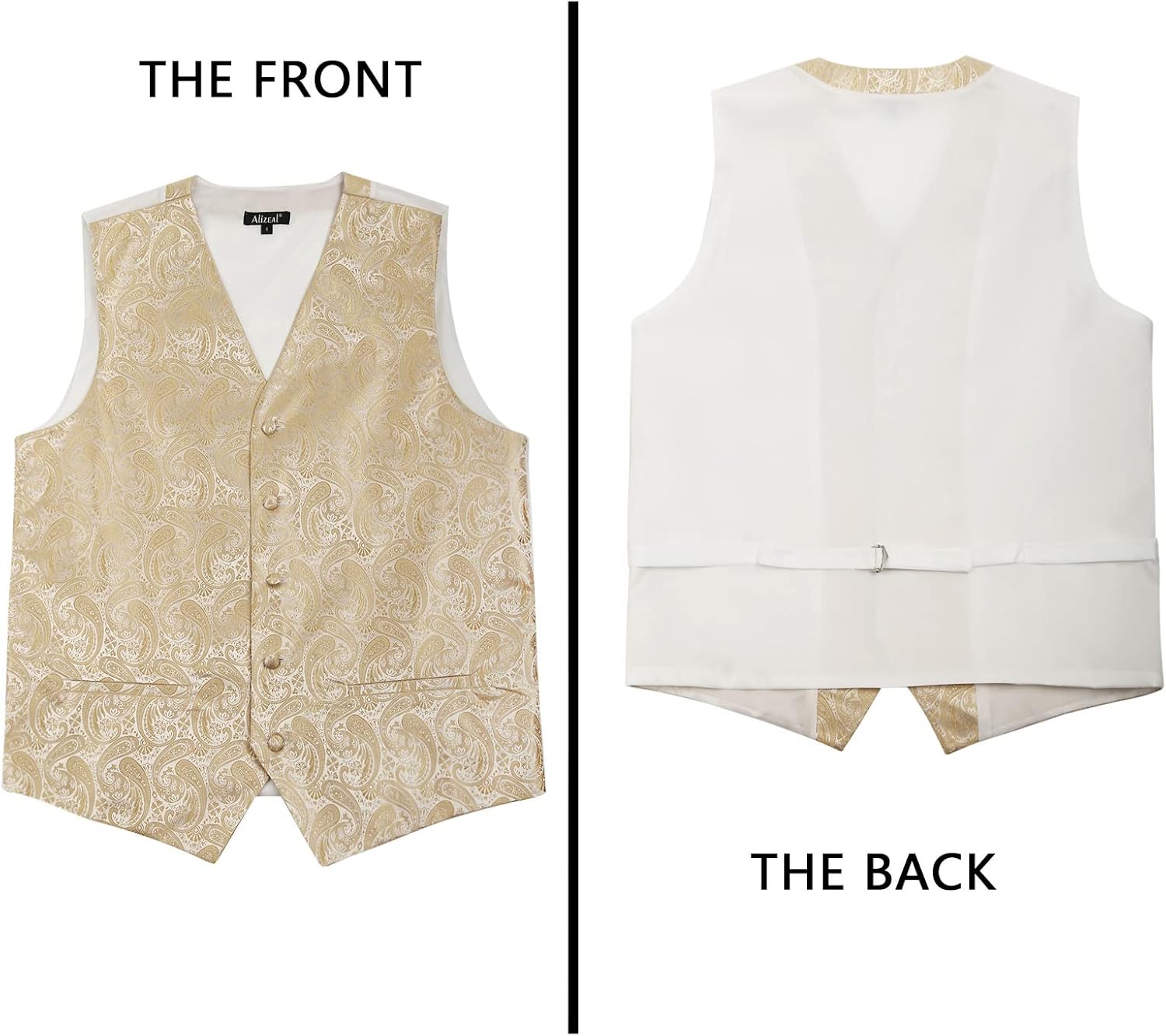 Detalle 2 de Alizeal Mens Classic 5 Pcs Paisley Jacquard Suit Vest Set