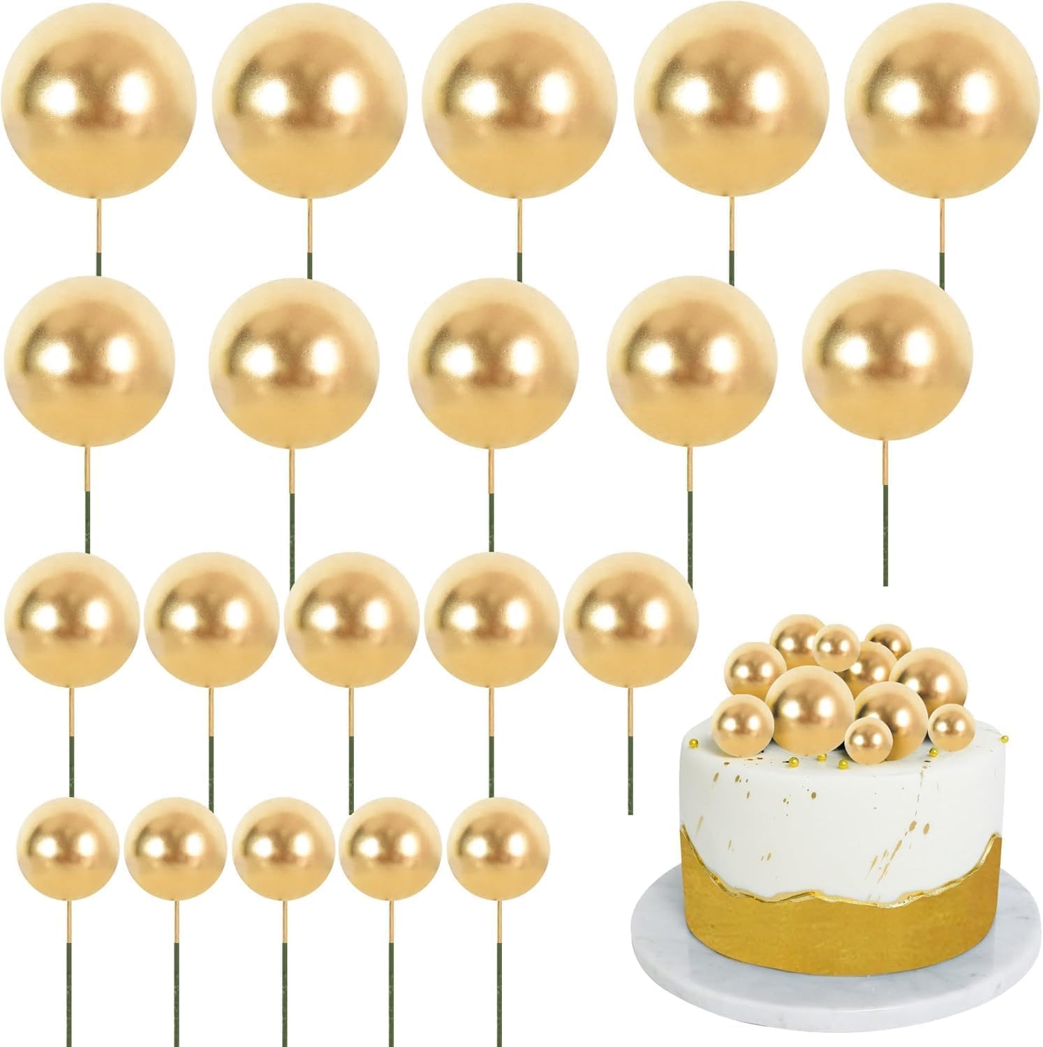 Thumbnail 6 de RIBBOOO 40 Pcs Ball Cake Toppers – Colourful Foam Ball Decorations (Yellow, Blue, Orange)