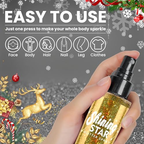 Thumbnail 3 de AuraBeen Shining Star Glitter Spray: Waterproof, Quick-Dry Golden Sparkle for Face, Body, Hair and Clothes