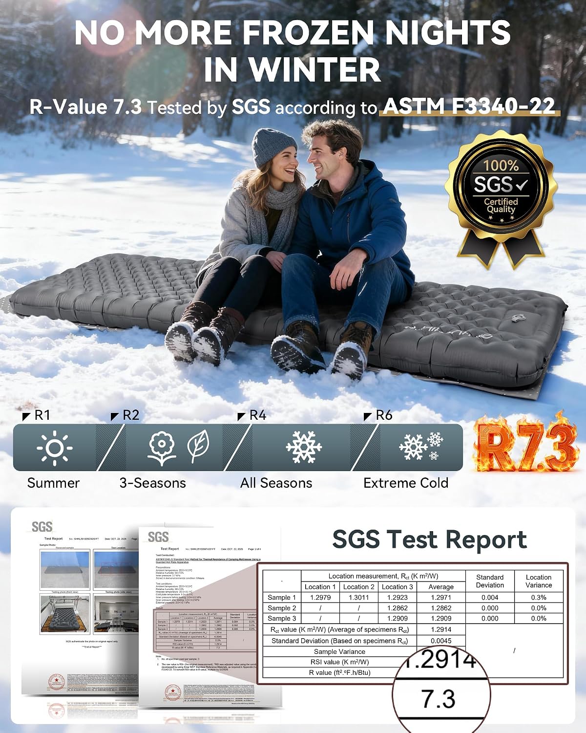Thumbnail 3 de Hikenture 7.3 R-Value Insulated Sleeping Pad – 210 x 64 cm, 10 cm Thick with Built‑in Foot Pump