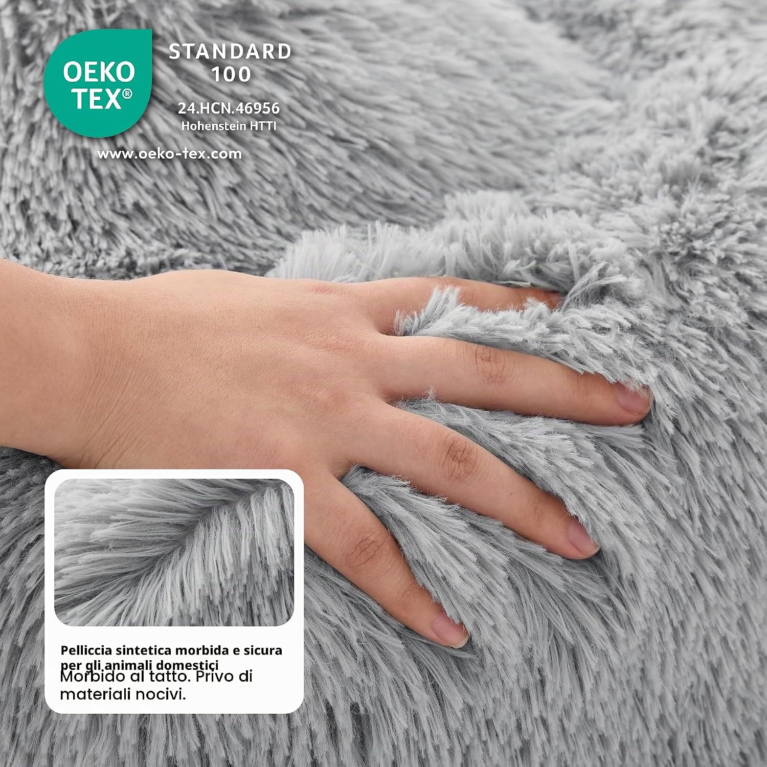 Thumbnail 3 de Bedsure Cuccia per gatti lavabile Ø50 cm – cuccia rotonda in peluche grigio chiaro