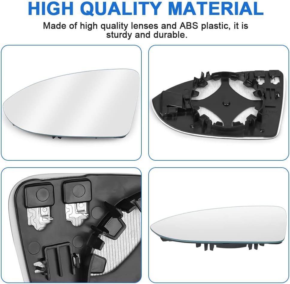 Detalle de URAQT Spiegelglas links für Golf 7 – konvex, klar, beheizt (passend mit Trägerplatte, OEM-Referenzen V-W 4060G01 / 5G0 857 521)