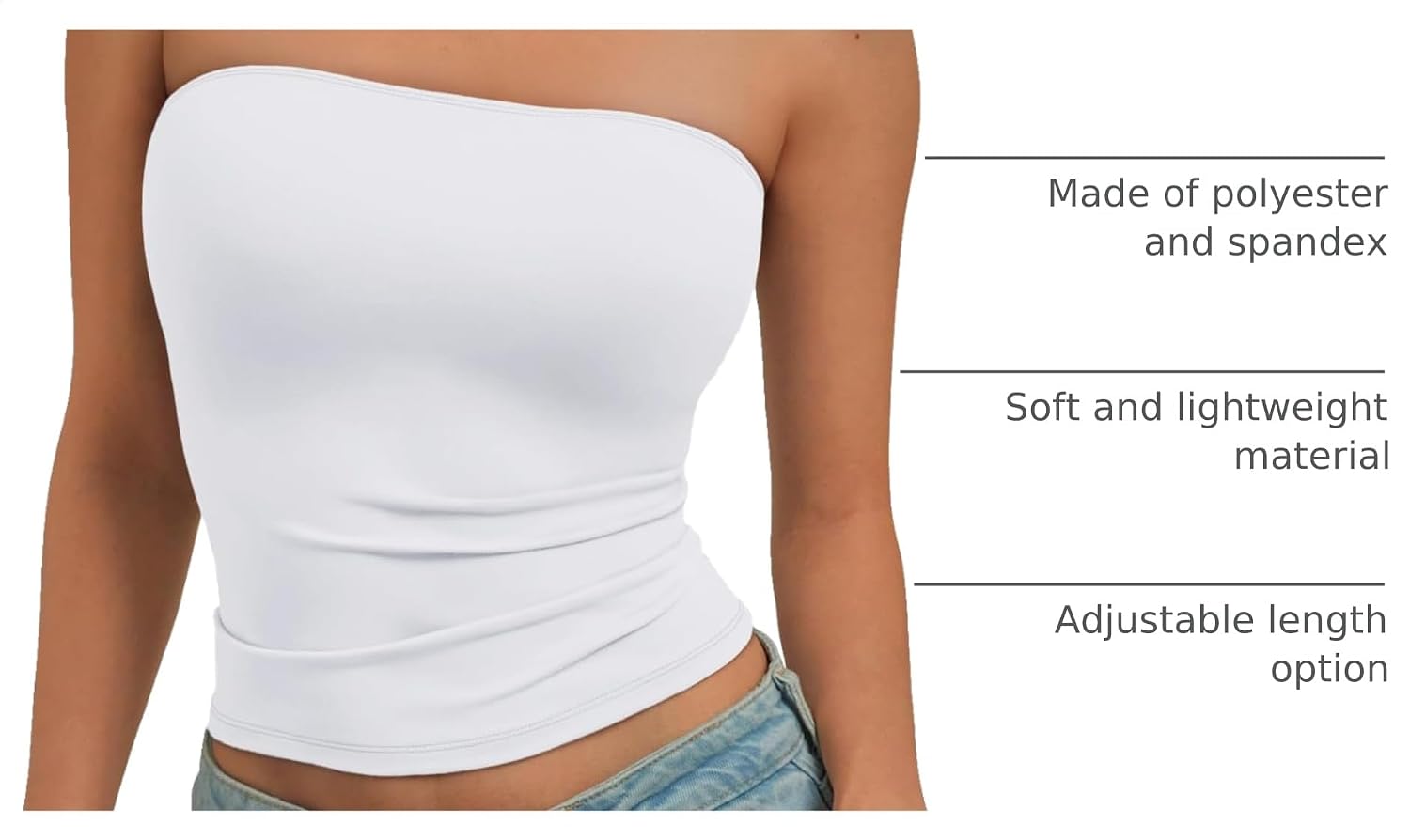 Thumbnail 3 de Trendy Queen strapless short bandeau top for women (soft, stretchy Y2K style)