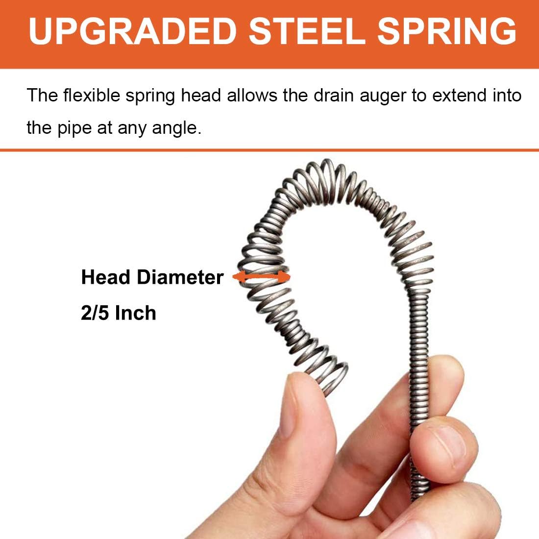Detalle de BACEYIOU 25-Foot Drain Auger with Drill Adapter, ABS Drum and Steel Cable