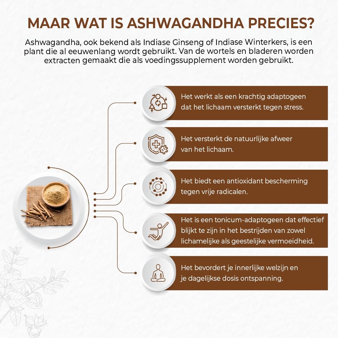 Detalle de BANDINI Ashwagandha BIO KSM-66-capsules, 500 mg, 180 stuks