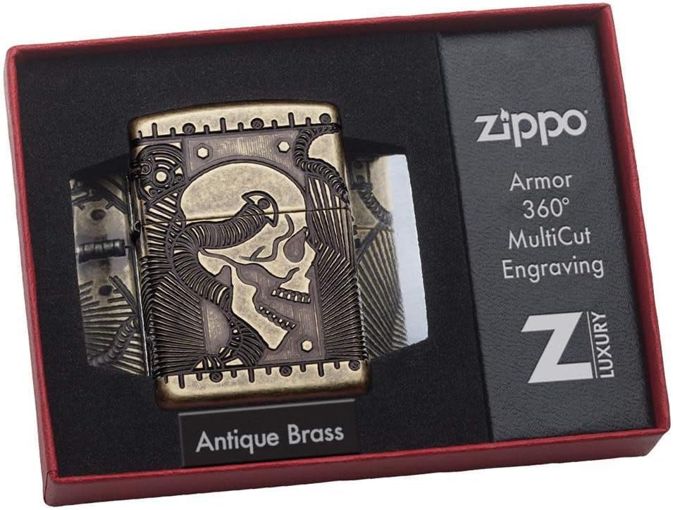 Thumbnail 5 de Zippo Briquet tempête – Crâne en Laiton Antique MultiCut – Rechargeable et Réutilisable