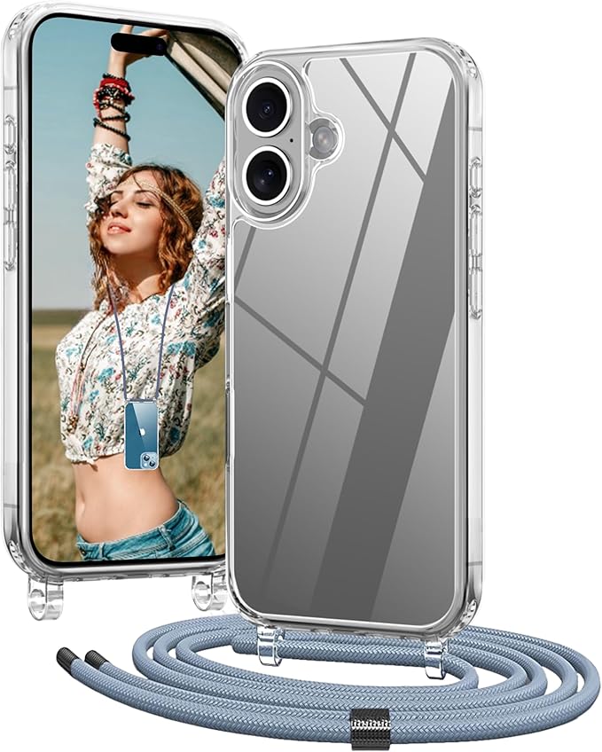 Detalle de OLEPHY Funda Transparente con Correa para iPhone 16