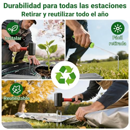 Detalle de Amagabeli: Juego de 200 estacas galvanizadas para jardín, 150 mm, punta achaflanada