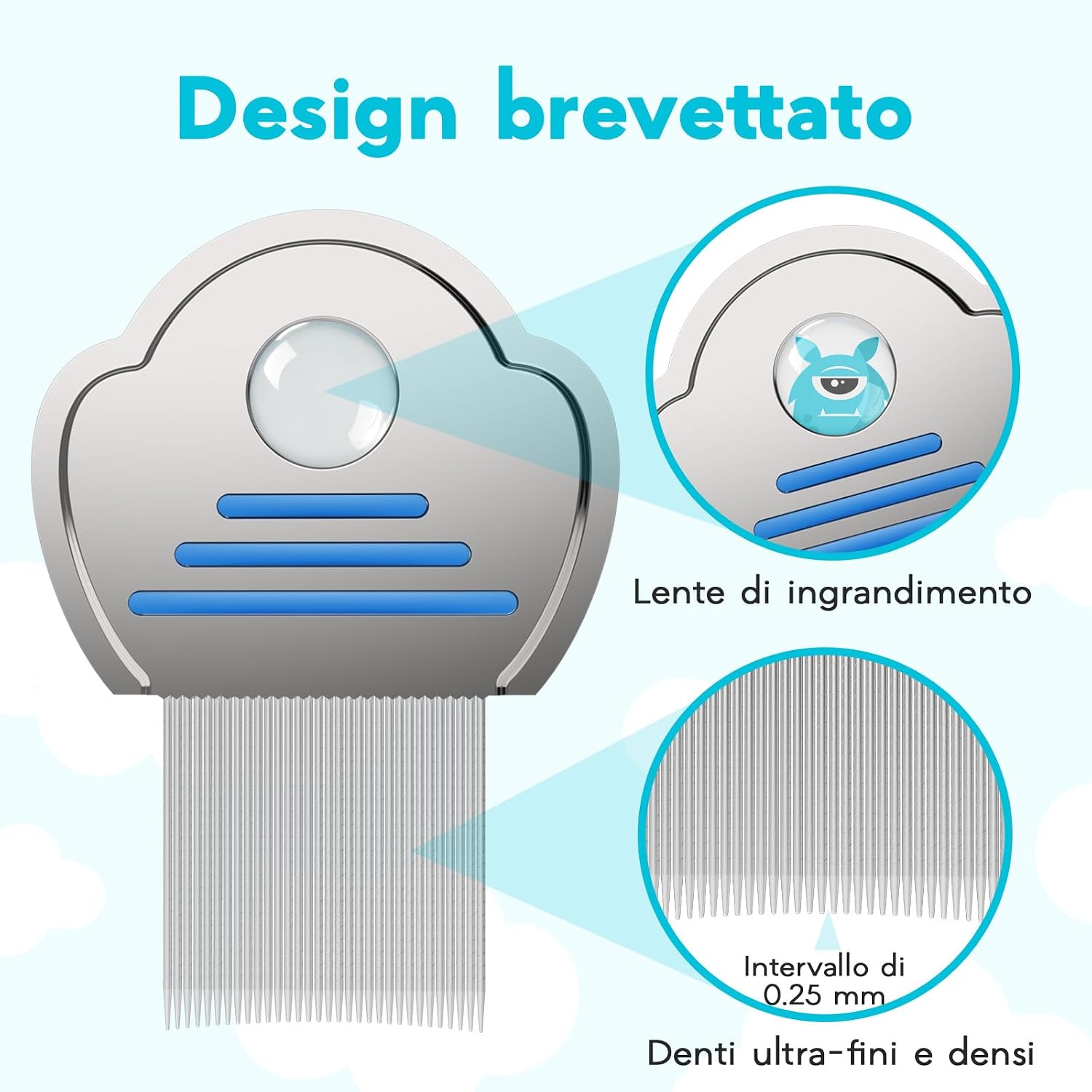 Detalle de Adamson Pettine Pidocchi x2 Acciaio
