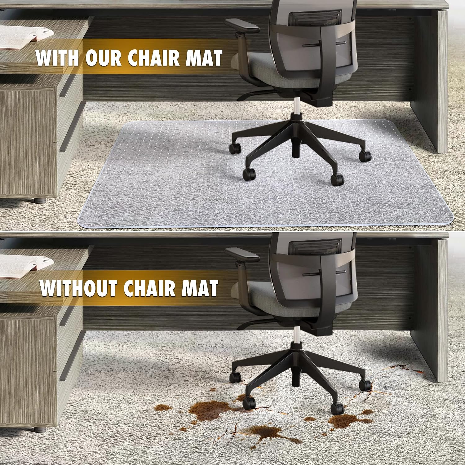 Thumbnail 3 de BesWin Office Chair Mat for Carpet (91 x 122 cm) – Transparent heavy-duty non-slip protector
