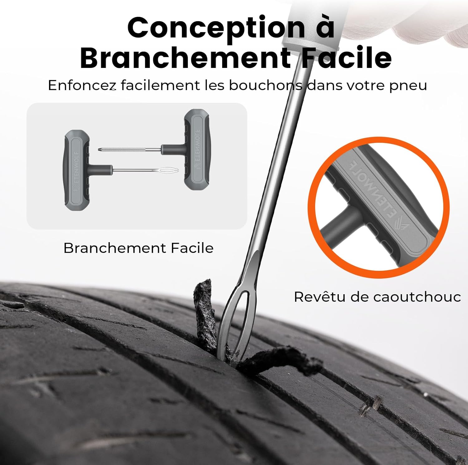 Detalle de ETENWOLF Kit de Réparation Pneu Crevaison 16 Pièces – Robuste et Ergonomique