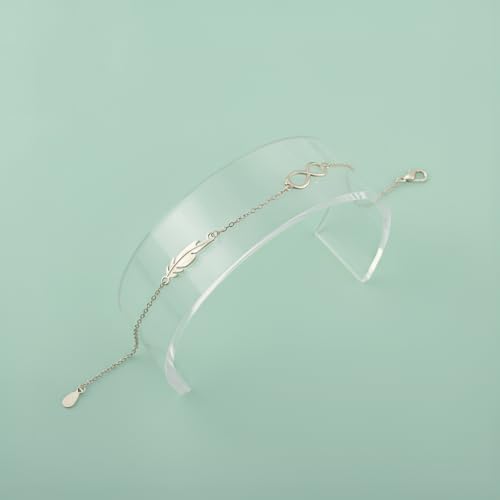 Detalle de Sofia Milani Pulsera en plata de ley 925 con colgante pluma infinito (cierre ajustable) – B0172