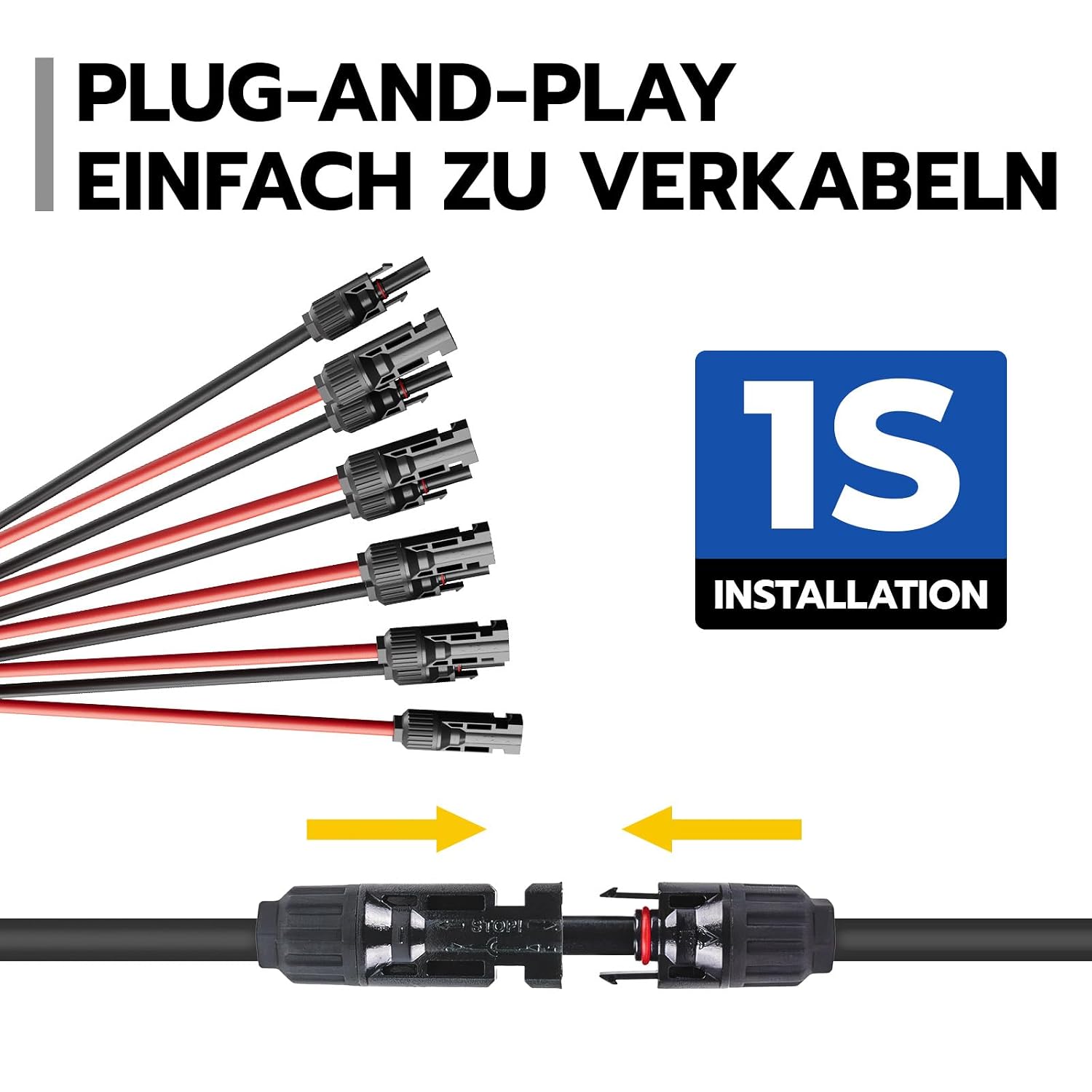 Detalle 2 de WSPIHO Y-Verteiler & Solarkabel-Verteiler 2–10 Wege, 30A DC 1000V, MMF/FFM Photovoltaik Stecker – für Solaranlagen