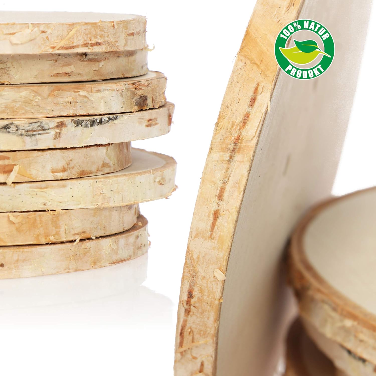 Detalle 2 de com-four Lot de 8 dessous de verre en bois 11-13 cm