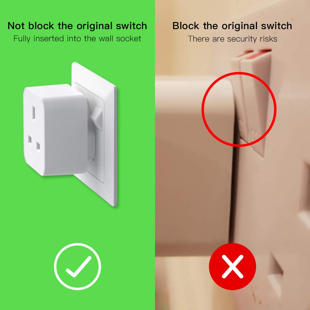 Detalle de Aoycocr 13A UK WiFi Smart Plug with Smart Life App — One‑Outlet Mini Smart Plug for Remote Control