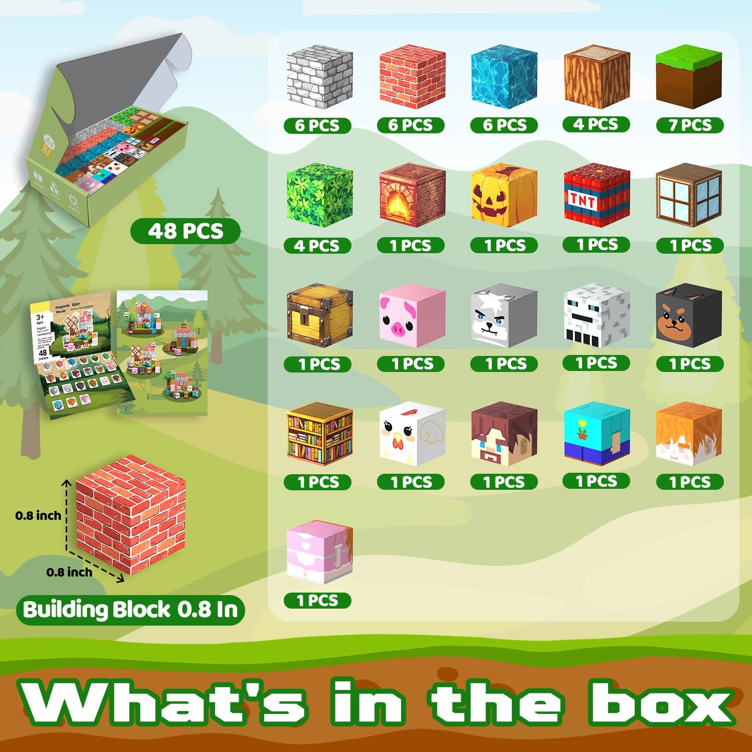 Thumbnail 1 de SSAWER Magnetic Blocks 48PCS: Forest House Set for 3+ Kids
