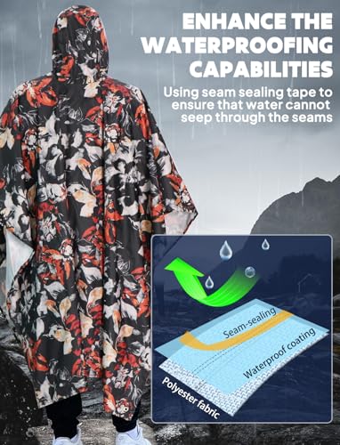 Detalle de ANYOO Wasserdichter Regenponcho – Leicht, Wiederverwendbar und Unisex