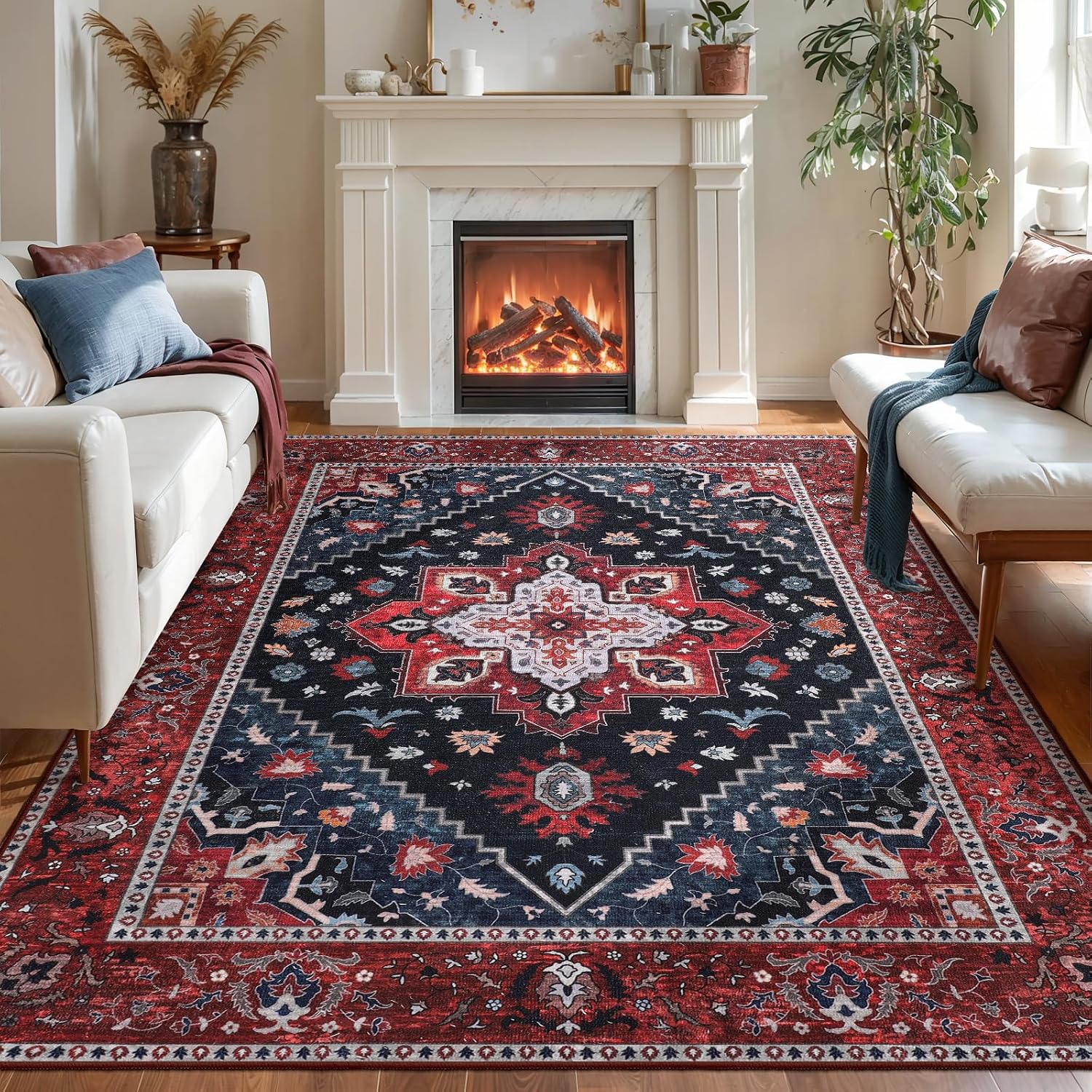 Detalle de Ciicool Vintage Washable Area Rug 8'x10' 🏡