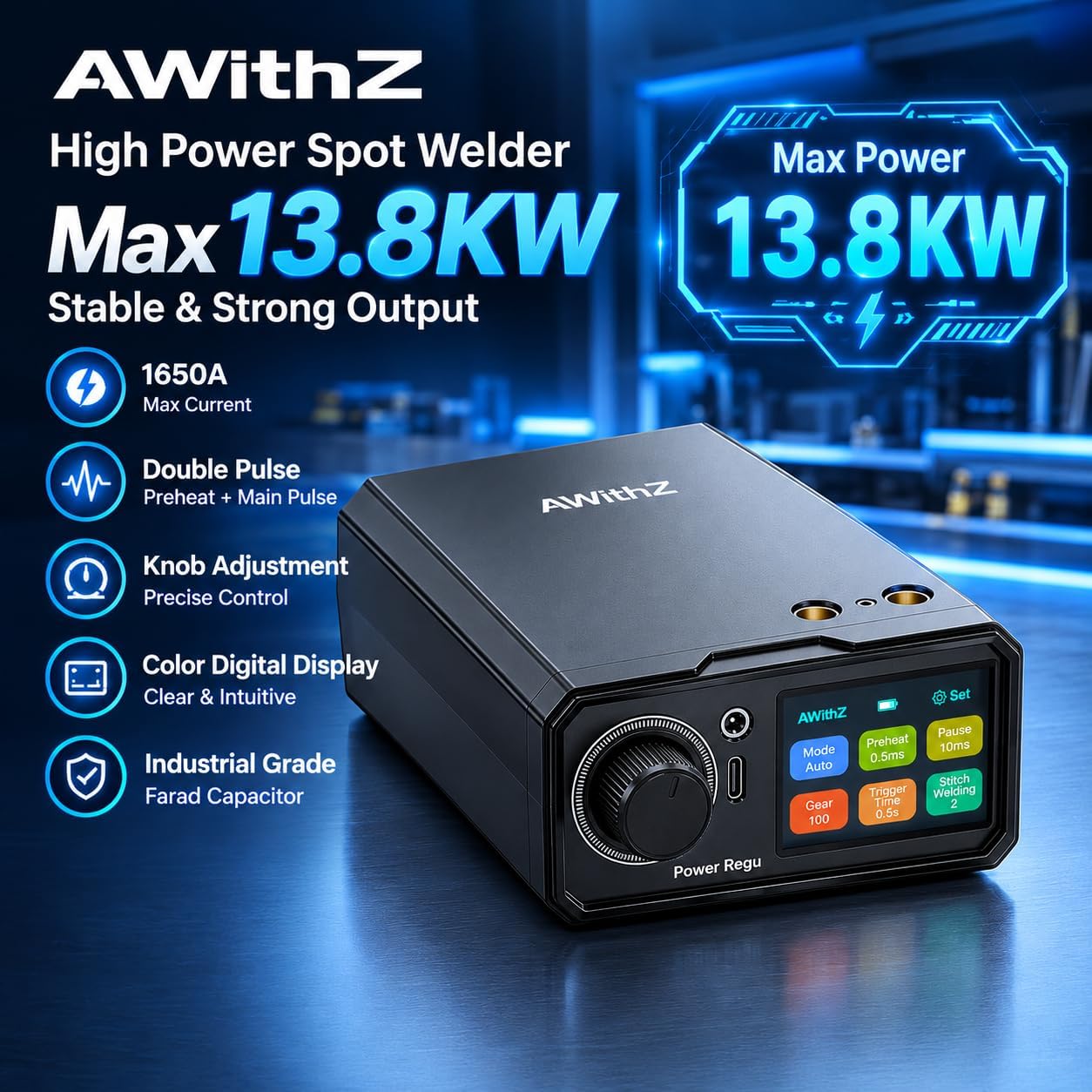 Detalle 2 de AWithZ Spot Welder 10000mAh, Dual Pulse