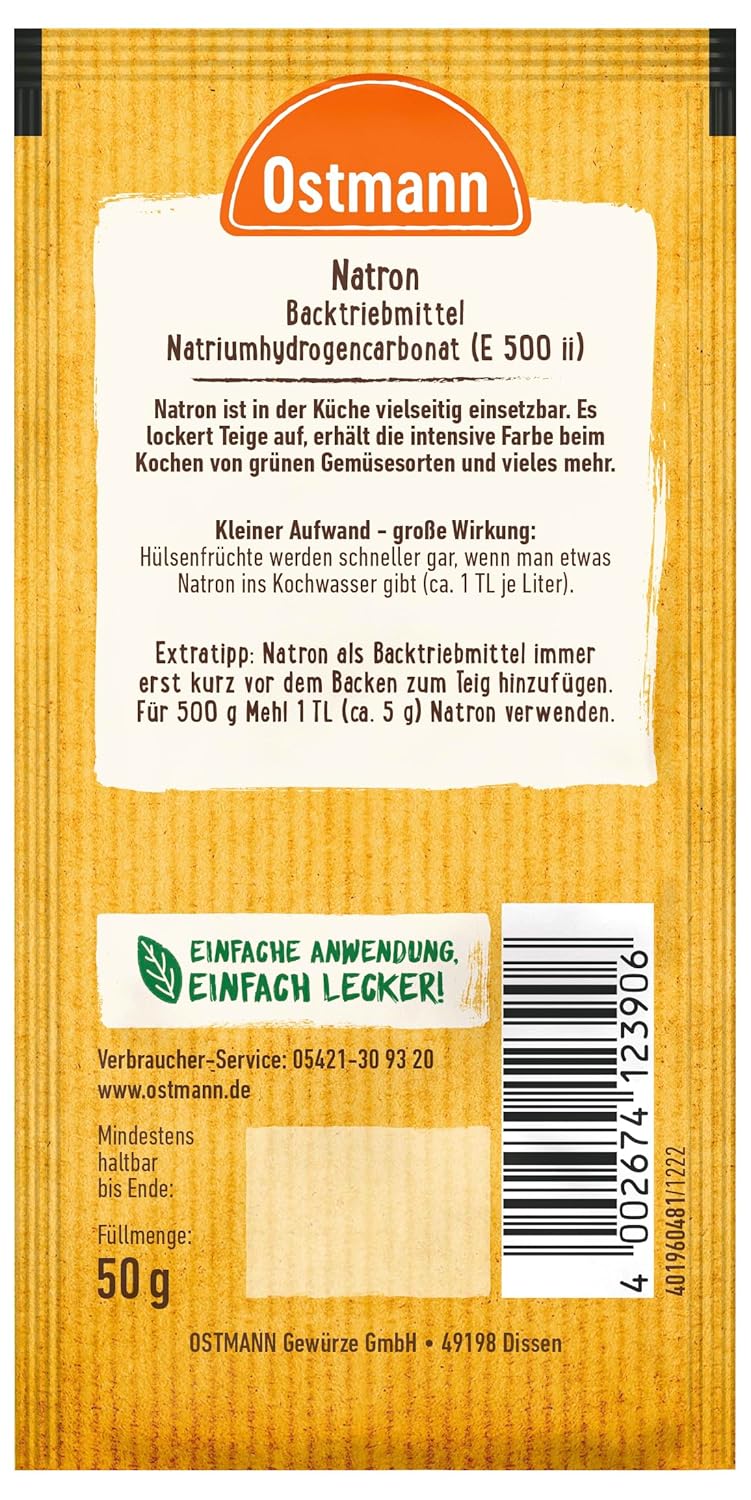 Detalle 2 de Ostmann Natron Gewürze (50 g) – Küchenhelfer für Teig, Hülsenfrüchte & Kohlgerichte