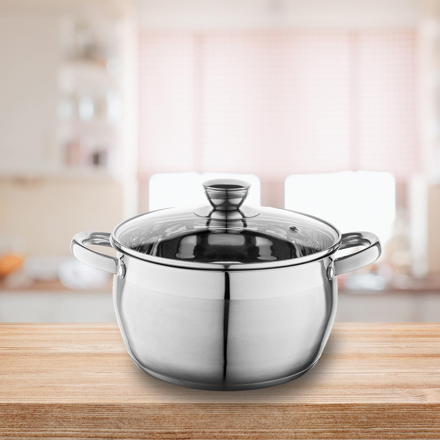 Detalle 2 de Florina Oliver 24 cm 6 L Edelstahltopf mit Glasdeckel – Induktion, spülmaschinengeeignet