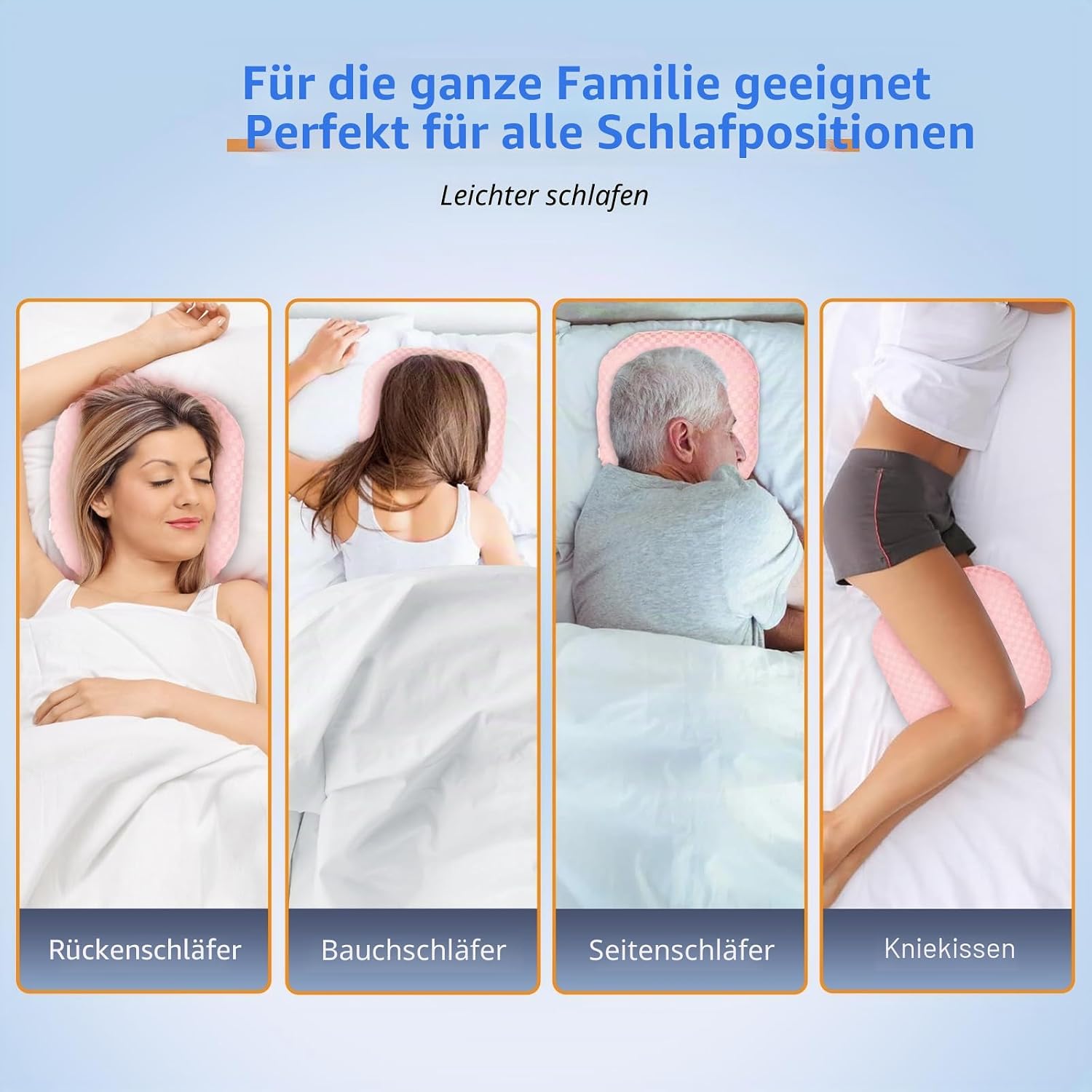 Detalle de Babyezz Ohrlöchkissen für Seitenschläfer – O-förmiges Kopfkissen gegen Druckstellen, rosa