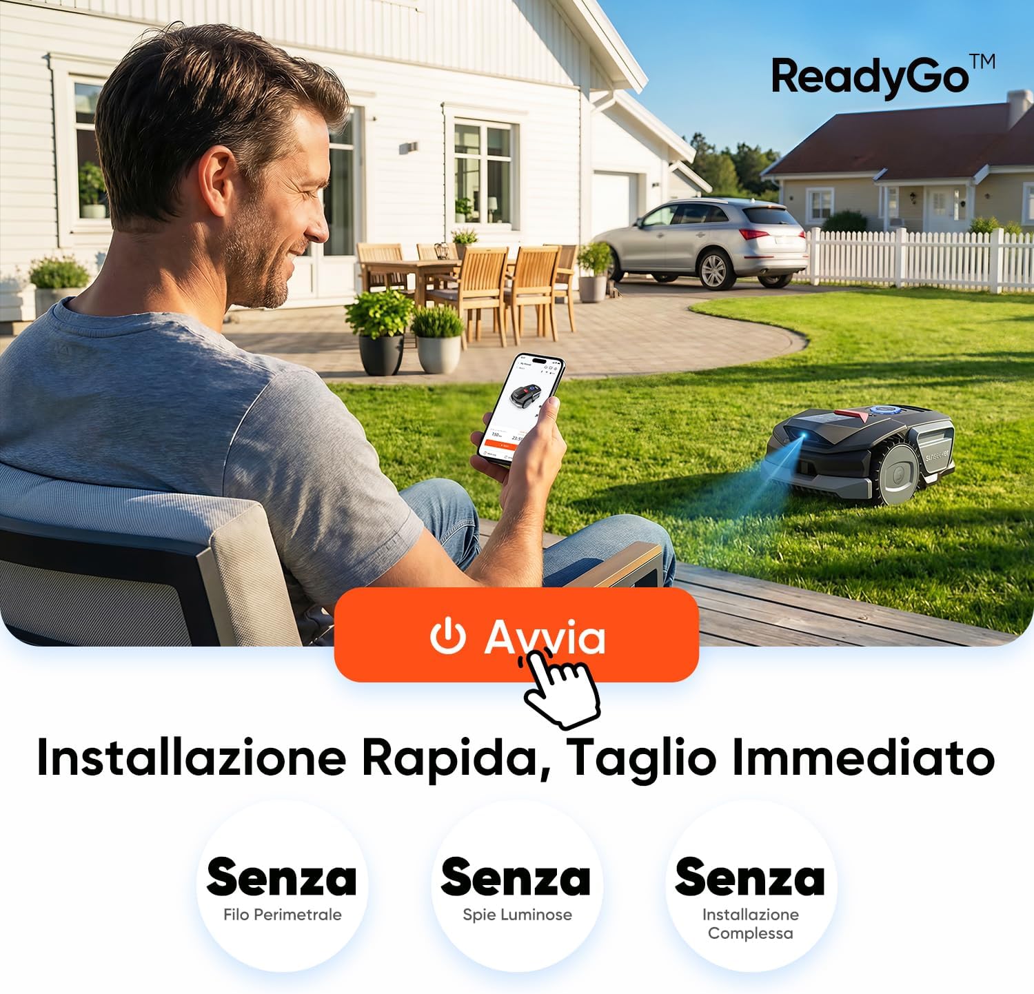 Detalle de Sunseeker V1 con Garage: robot tagliaerba senza filo per giardini fino a 300 m²