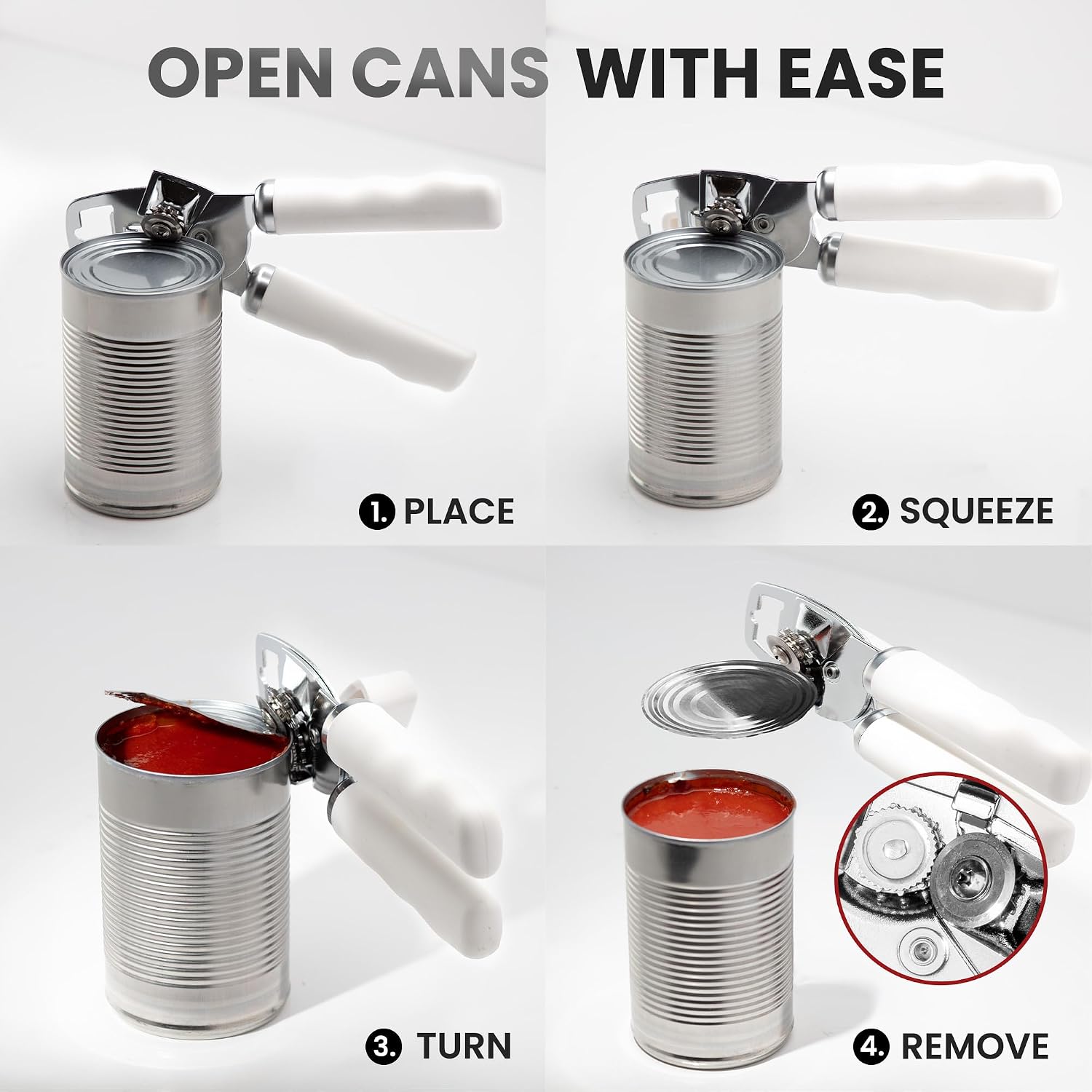 Detalle 2 de Zulay Kitchen Manual Can Opener with Stainless Steel Blade, Comfort Grip and Bottle Opener