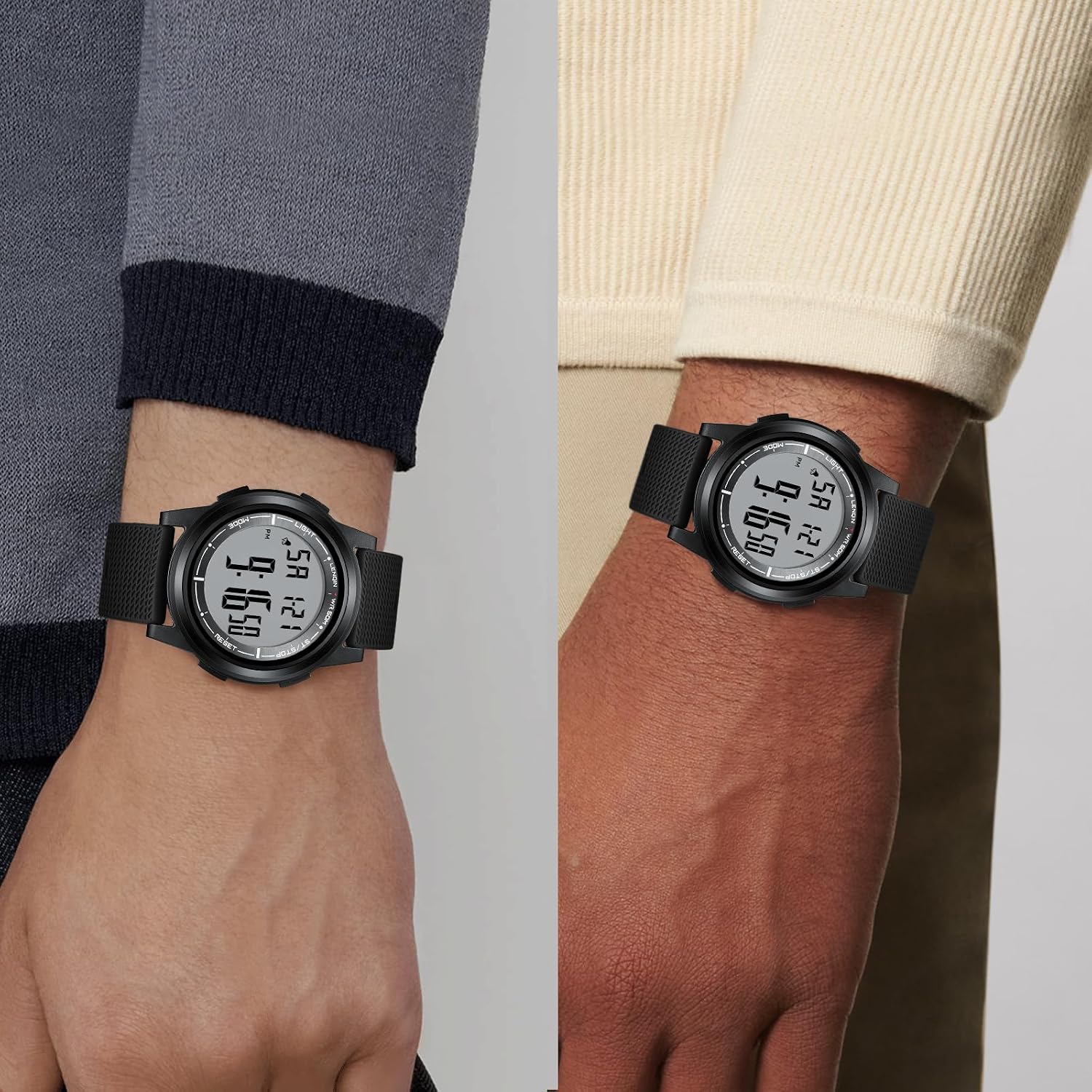 Detalle 2 de HANPOSH Herren Digitaluhr – schlankes Design mit Kalender, Stoppuhr und Alarm