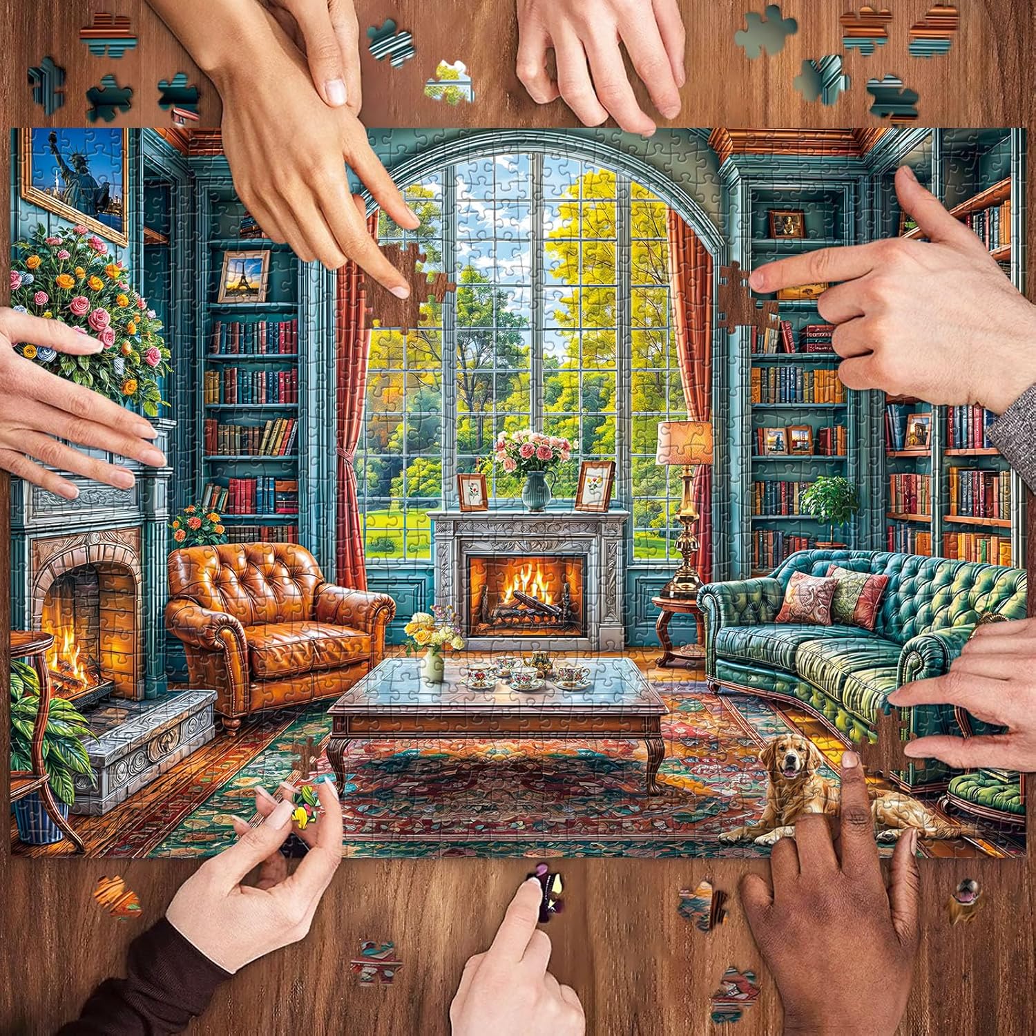 Detalle de TangComplete Warm Study Room 1000-Piece Jigsaw Puzzle for Adults (70x50cm / 27.5x19.7 in)