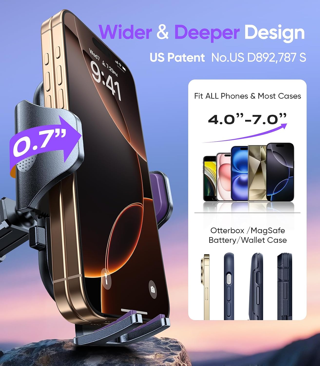 Thumbnail 4 de VICSEED Purple Phone Holder for Your Car — Upgraded True Military-Grade Strongest Suction, 360° Pivot