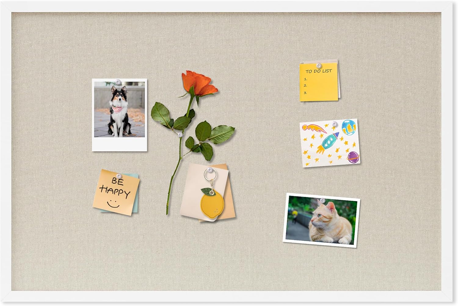 Detalle de DAHAPYBOO HAPYBLBO20X30WP1 White Linen Cork Board, 30" x 20