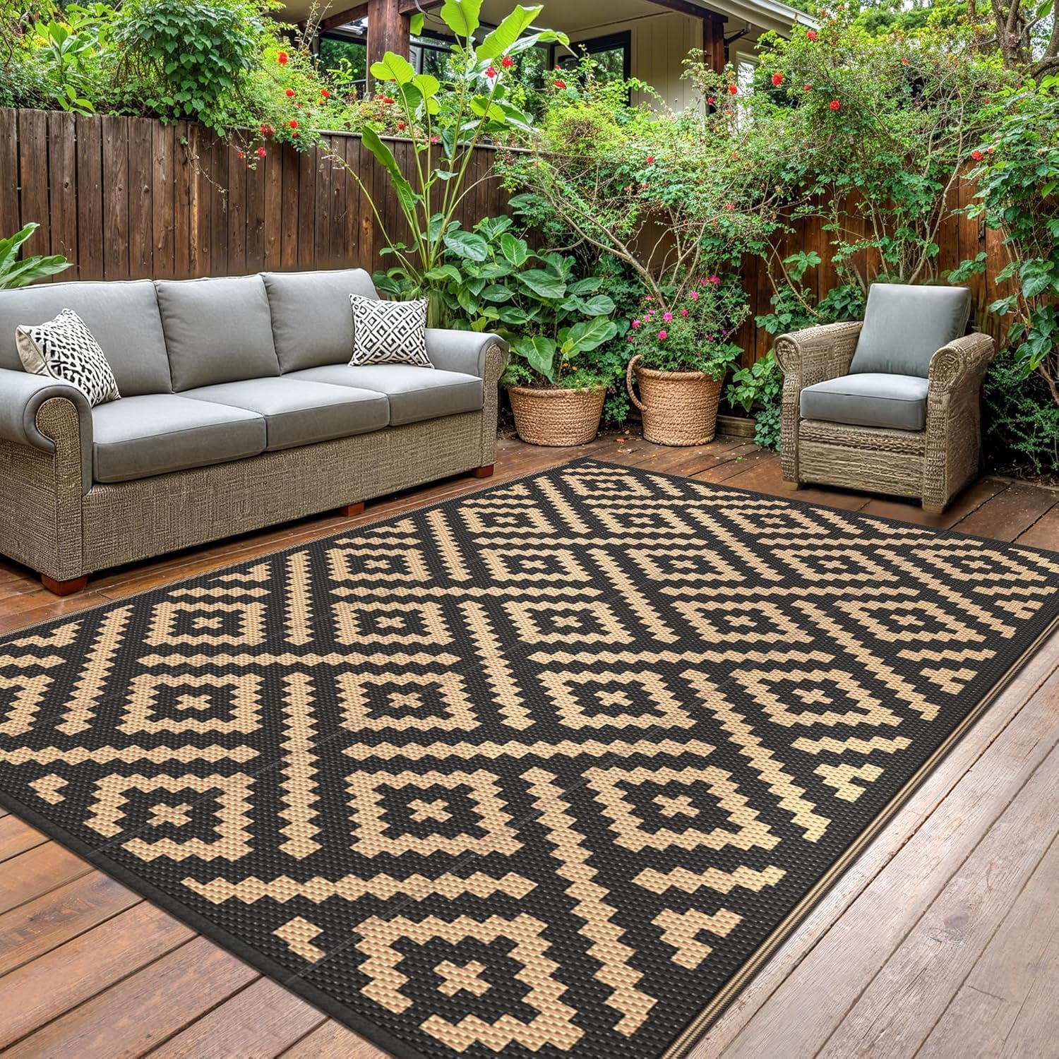 Detalle de GENIMO Outdoor Teppich 9x12ft, wendbar