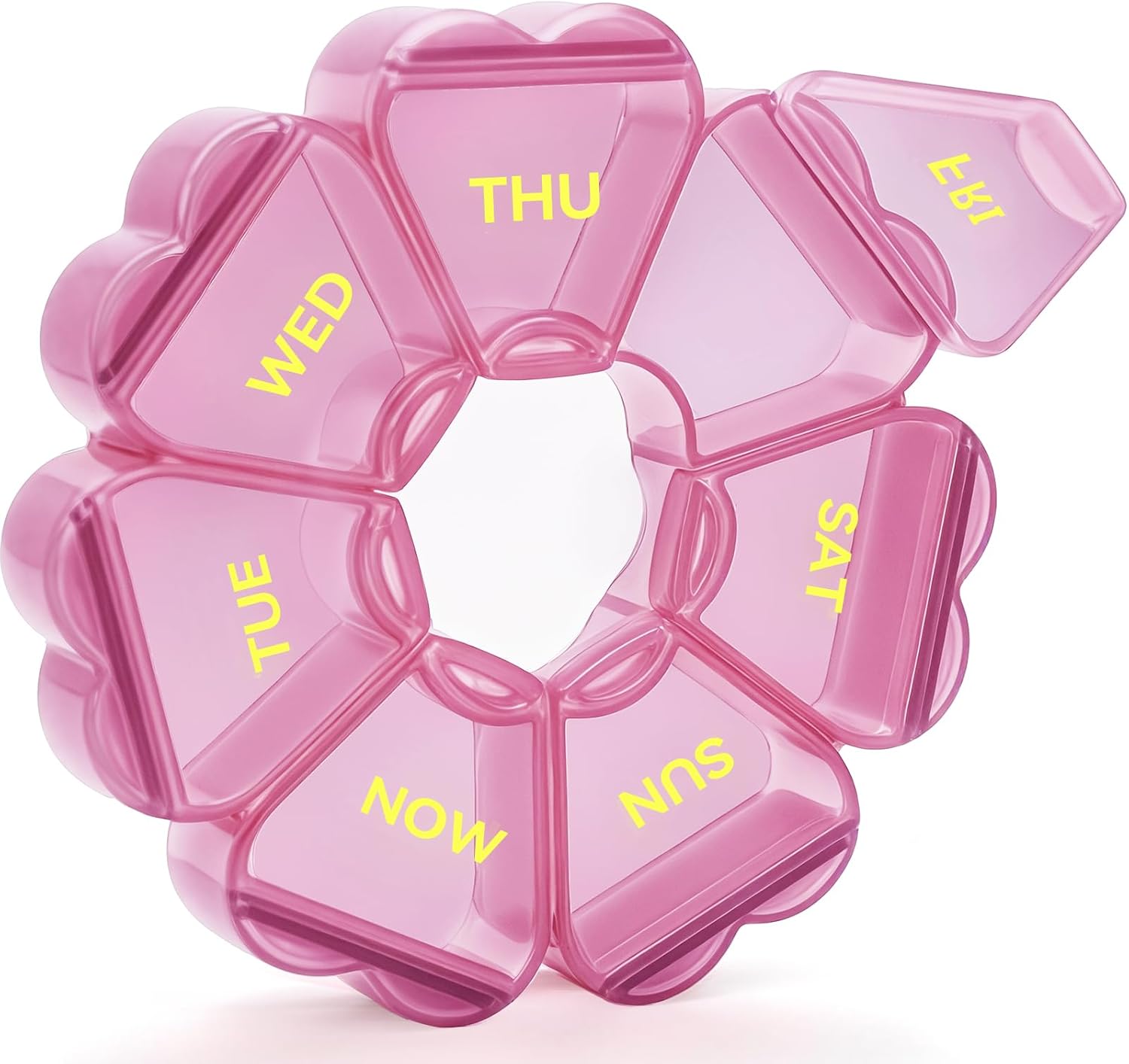 Detalle de SHIJOINYU SJPO-01 Weekly Pill Organizer, Pink 7-Compartment Travel Case