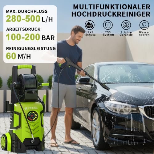 Detalle 2 de FOTING 2026New Hidrolimpiadora 200 Bar con Pantalla Táctil y 8 Niveles – 280–500 l/h