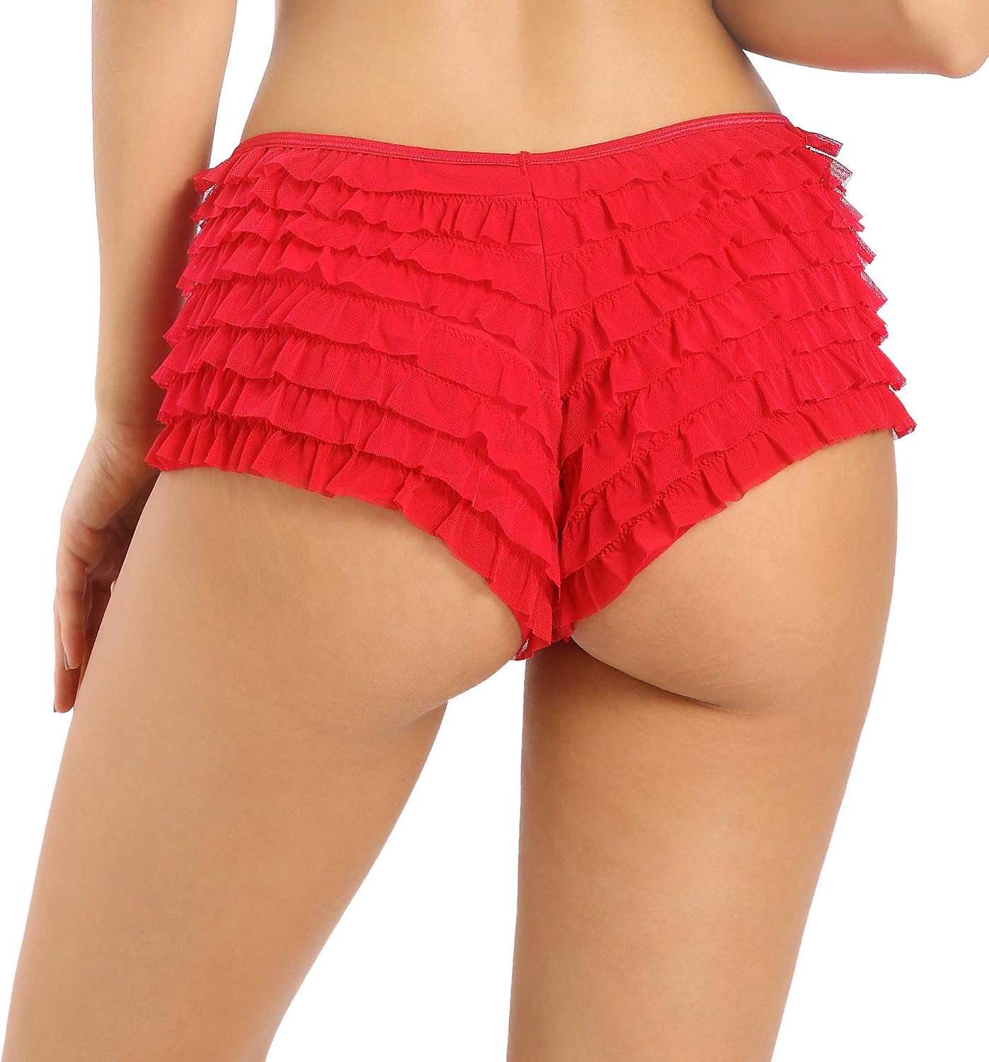 Detalle 1 de SHARICCA Mesh Ruffle Boy Shorts Panties with Nylon, Elastane and Cotton Crotch