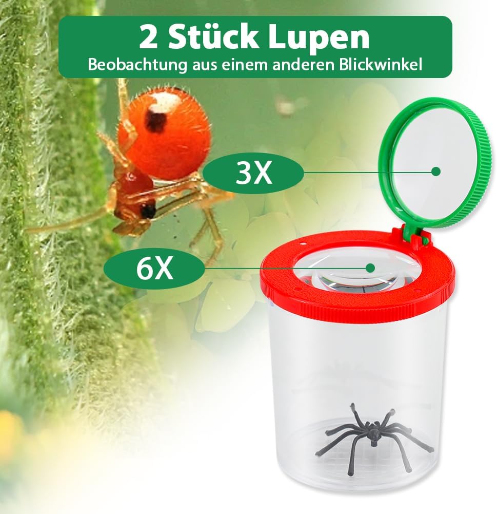 Thumbnail 3 de Aohcae 2er Becherlupe Set – Lupenglas für Kinder, Insektenfänger mit Pinzette, Clip und Ahle
