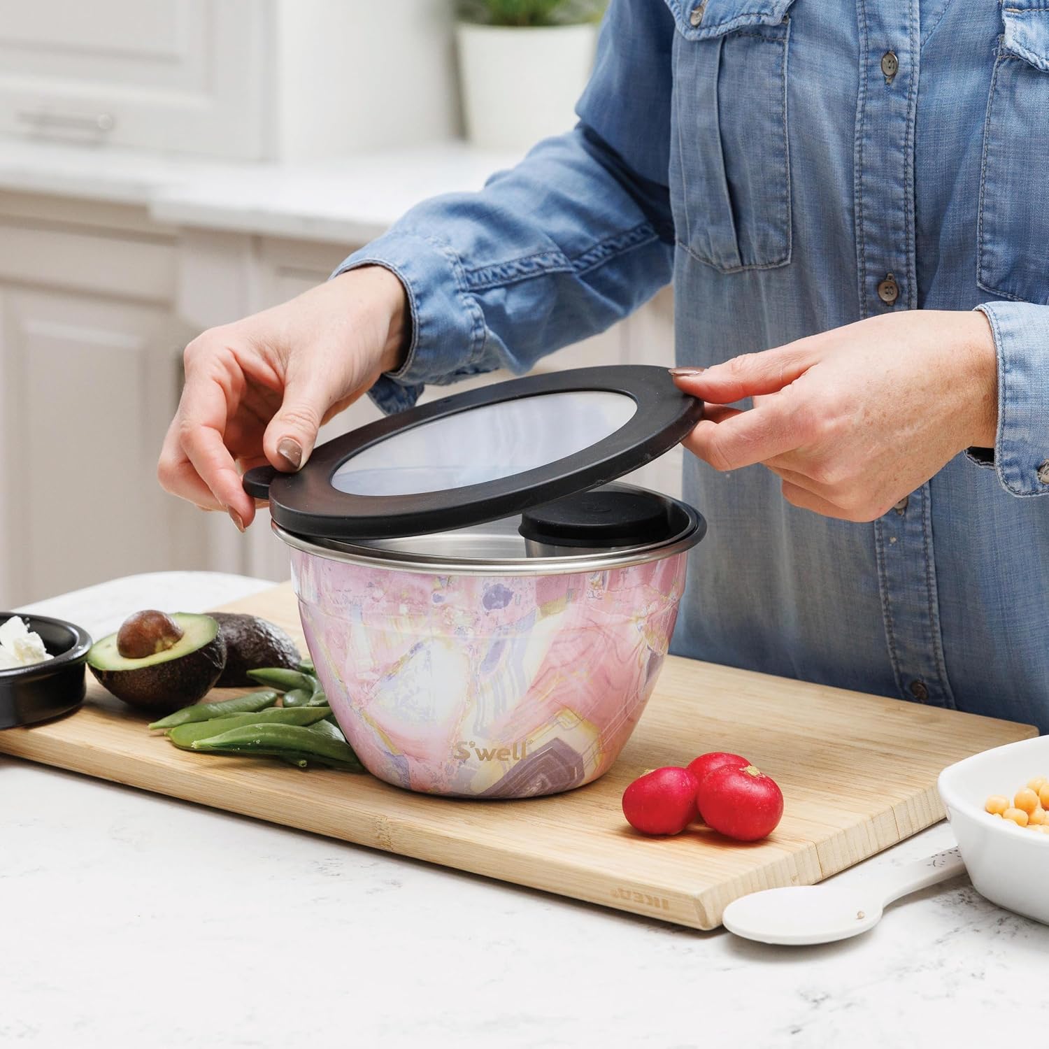Thumbnail 3 de S'well Geode Rose Salad Bowl Kit, 1.9L Stainless Steel Lunch Box
