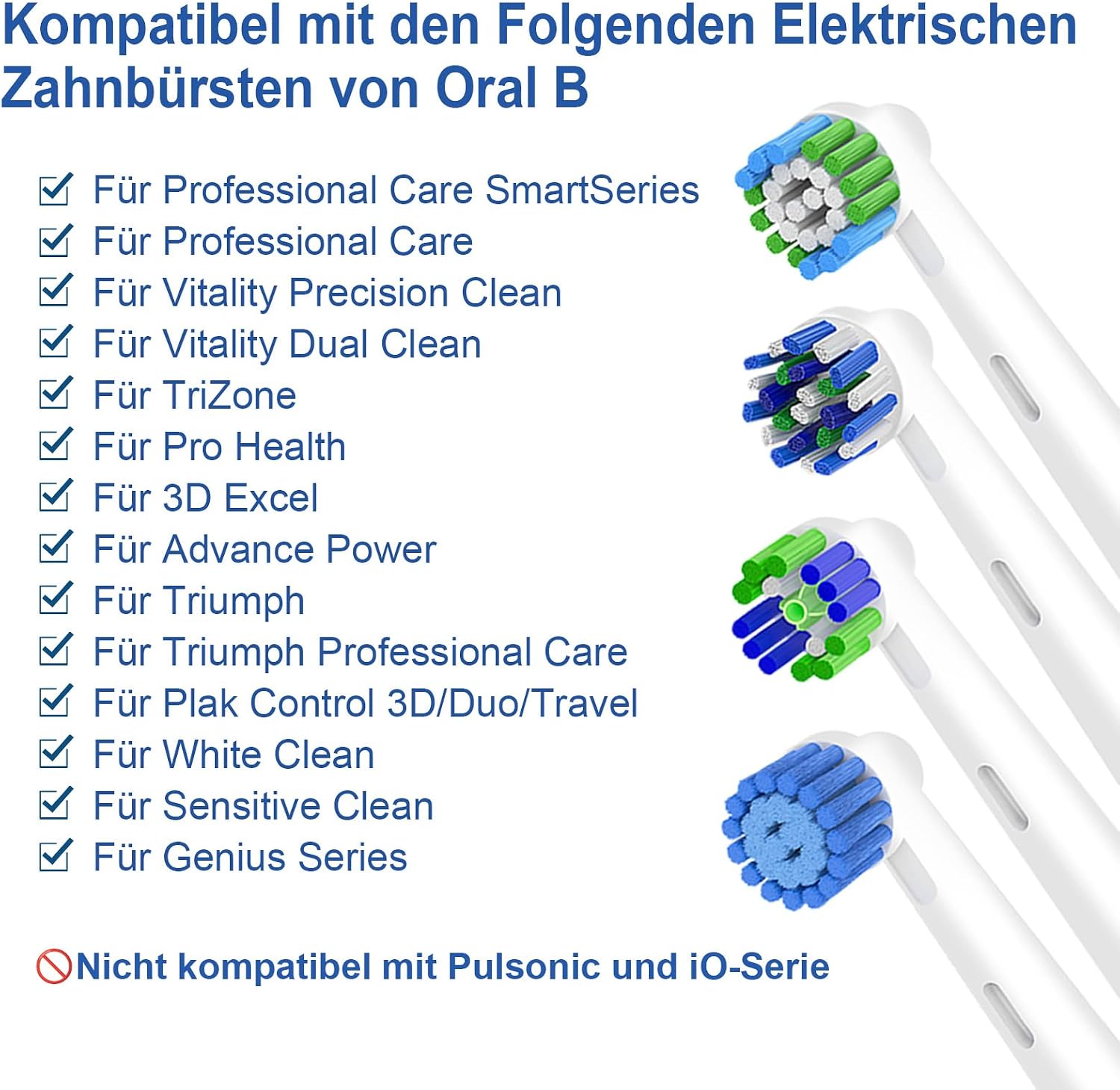 Detalle 2 de 16er Aufsteckbürsten (Precision, Cross, 3D Whitening, Sensitive Clean) kompatibel mit Oral‑B elektrischen Zahnbürsten