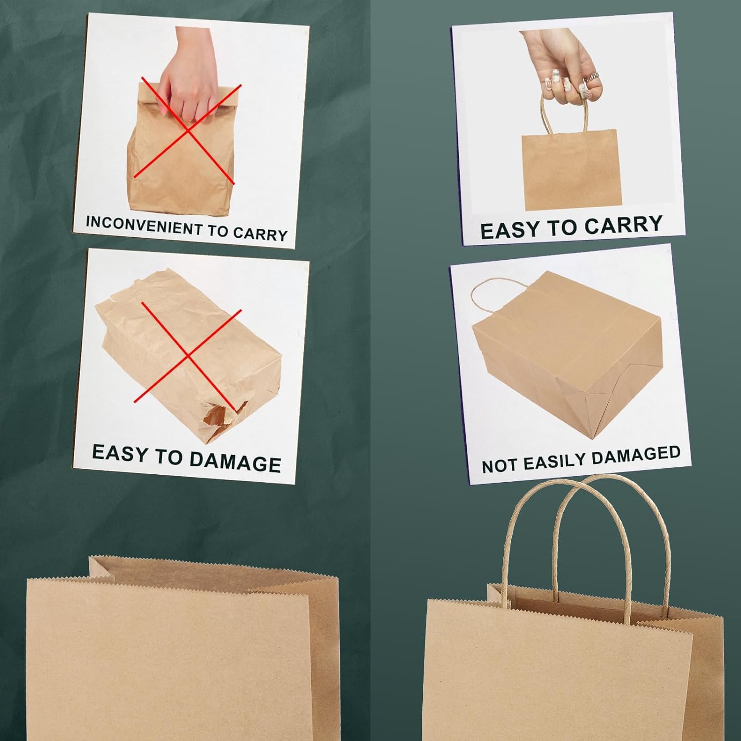 Detalle de Switory 20pc Brown Paper Bags with Twisted Handles – Small Gift Bags (5.25x3.75x8 Inch)