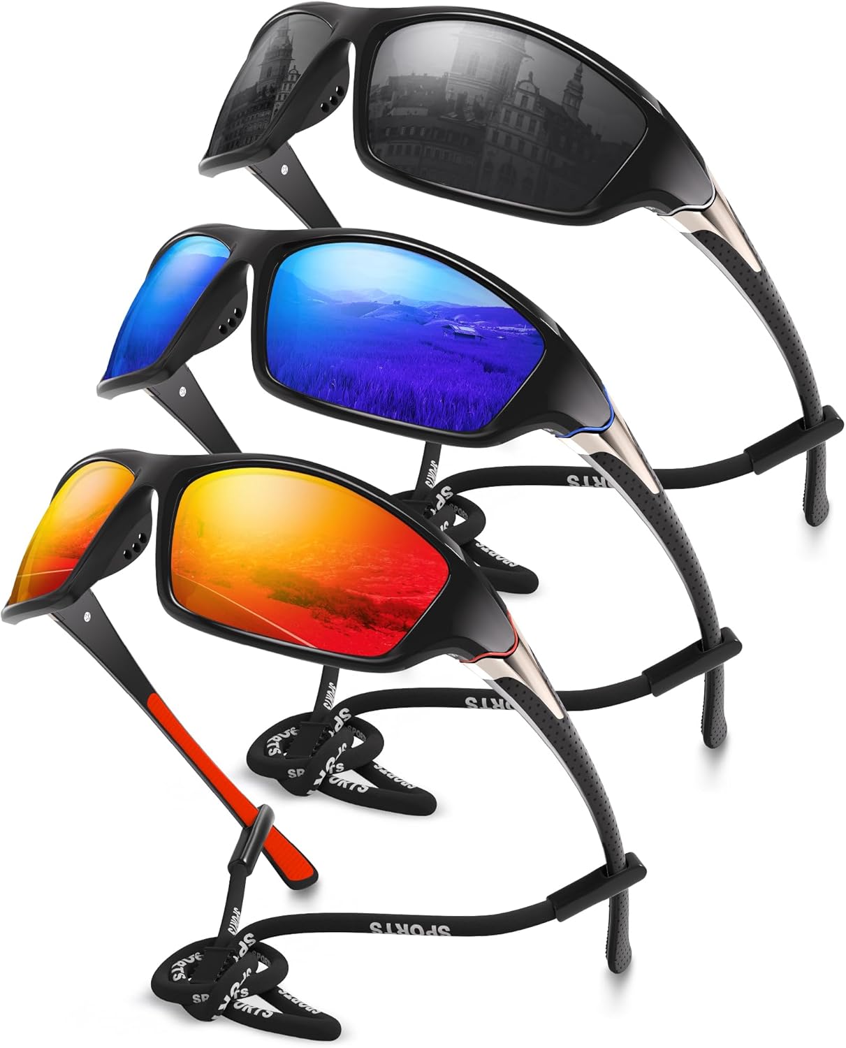 Foliful 3-Pack Polarized Sports Sunglasses 🕶
