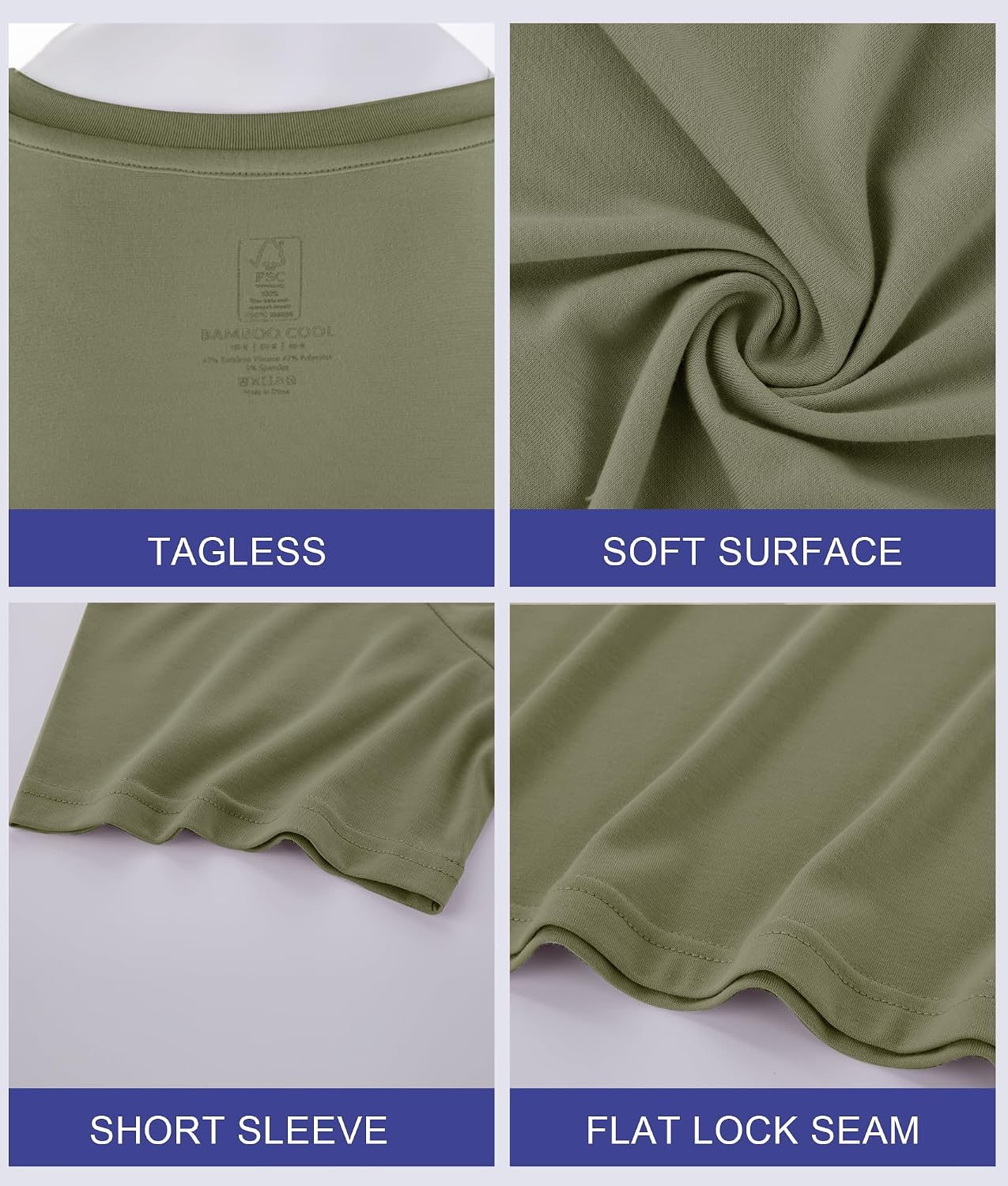 Thumbnail 4 de BAMBOO COOL Mens Undershirts Pack: Soft, Moisture-Wicking Bamboo Tees for Everyday Comfort