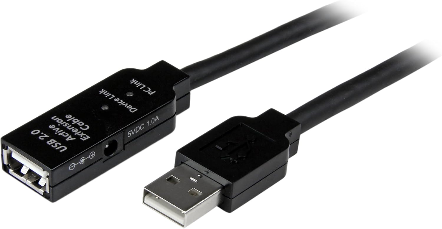 Detalle de StarTech.com 25 m aktives USB 2.0 Verlängerungskabel – Repeater/Signalverstärker, USB-A zu USB-B, aktiv, schwarz
