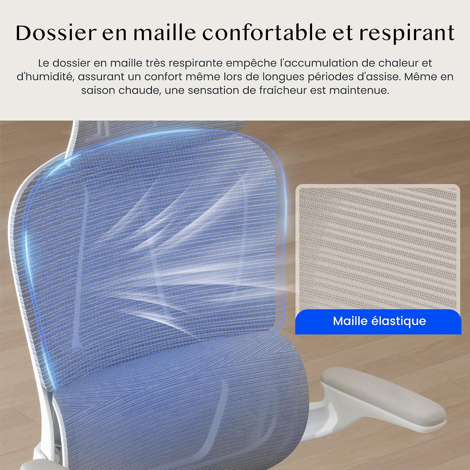 Thumbnail 3 de FLEXISPOT OC3 Lite Chaise de bureau ergonomique avec dossier en maille et soutien lombaire en C