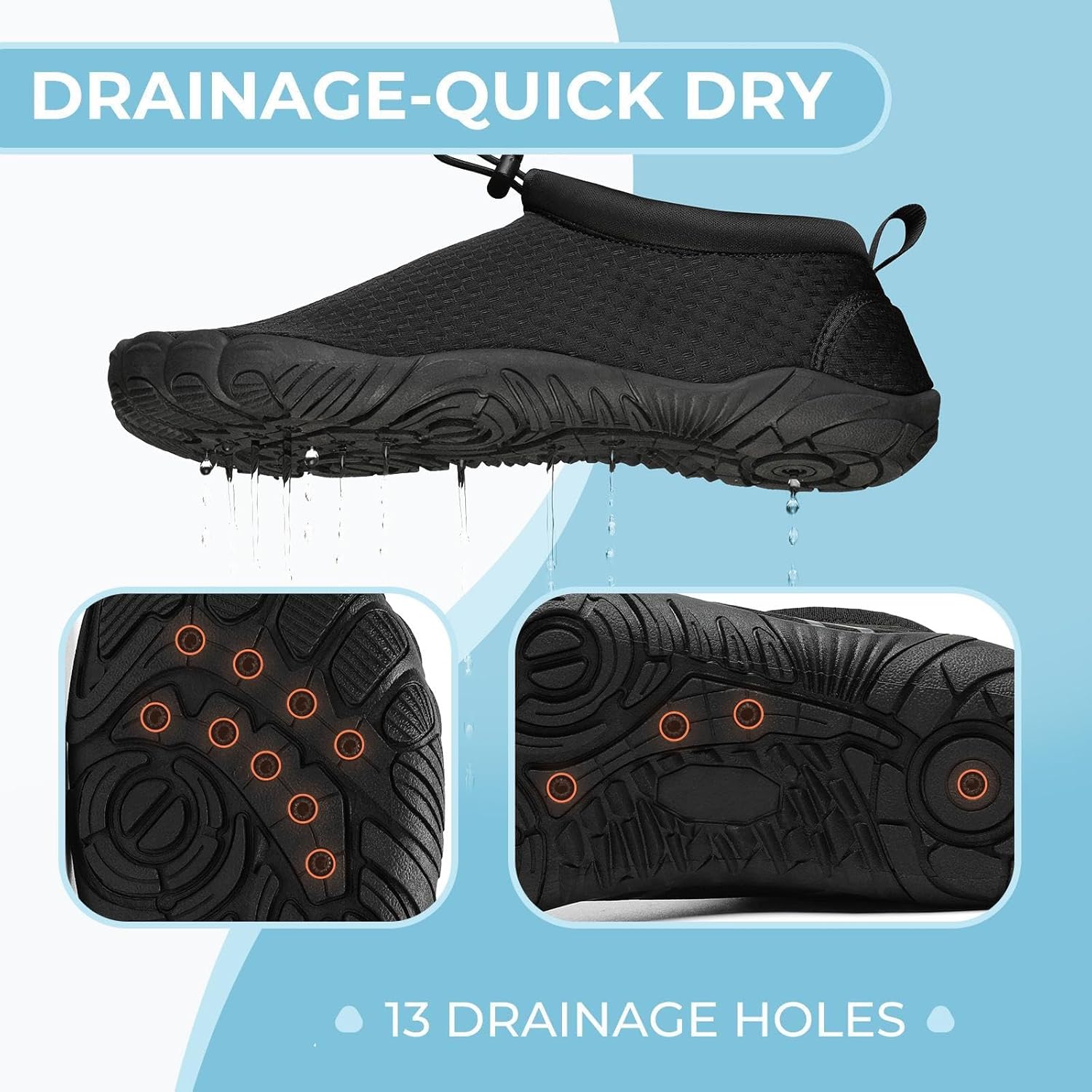 Detalle de Mishansha Unisex Badeschuhe – atmungsaktive Mesh Aquaschuhe, schnell trocknend, Gr.36–46