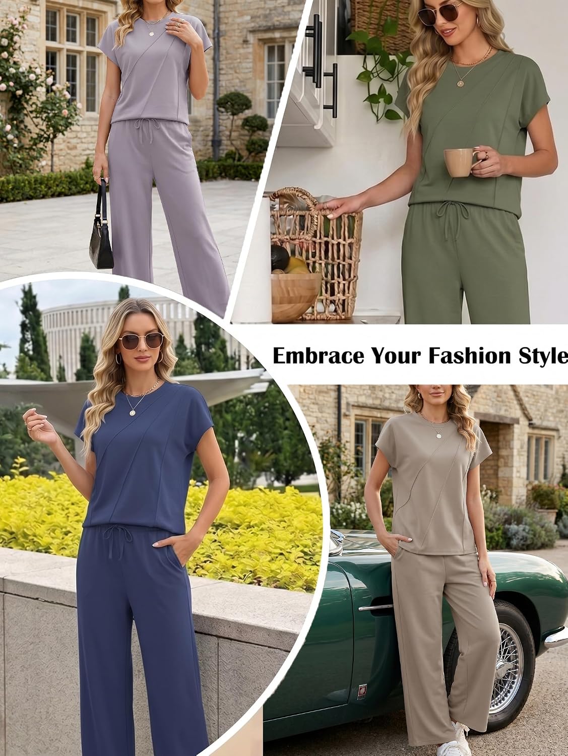 Thumbnail 3 de Famulily Womens Full Set Tracksuit: Pleated Top & Cropped Wide-Leg Trousers