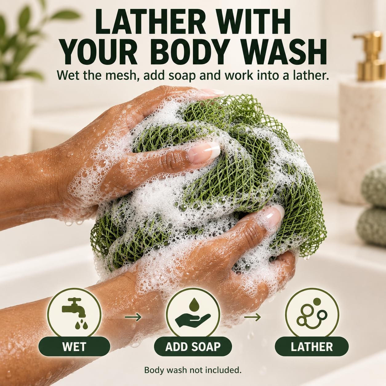 Detalle 2 de SubSahara Authentic African Net Sponge (2-Pack) for Body & Face — Gentle Exfoliating Loofah Sponge, Travel-Friendly, Quick-Drying